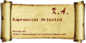 Kapronczai Arisztid névjegykártya